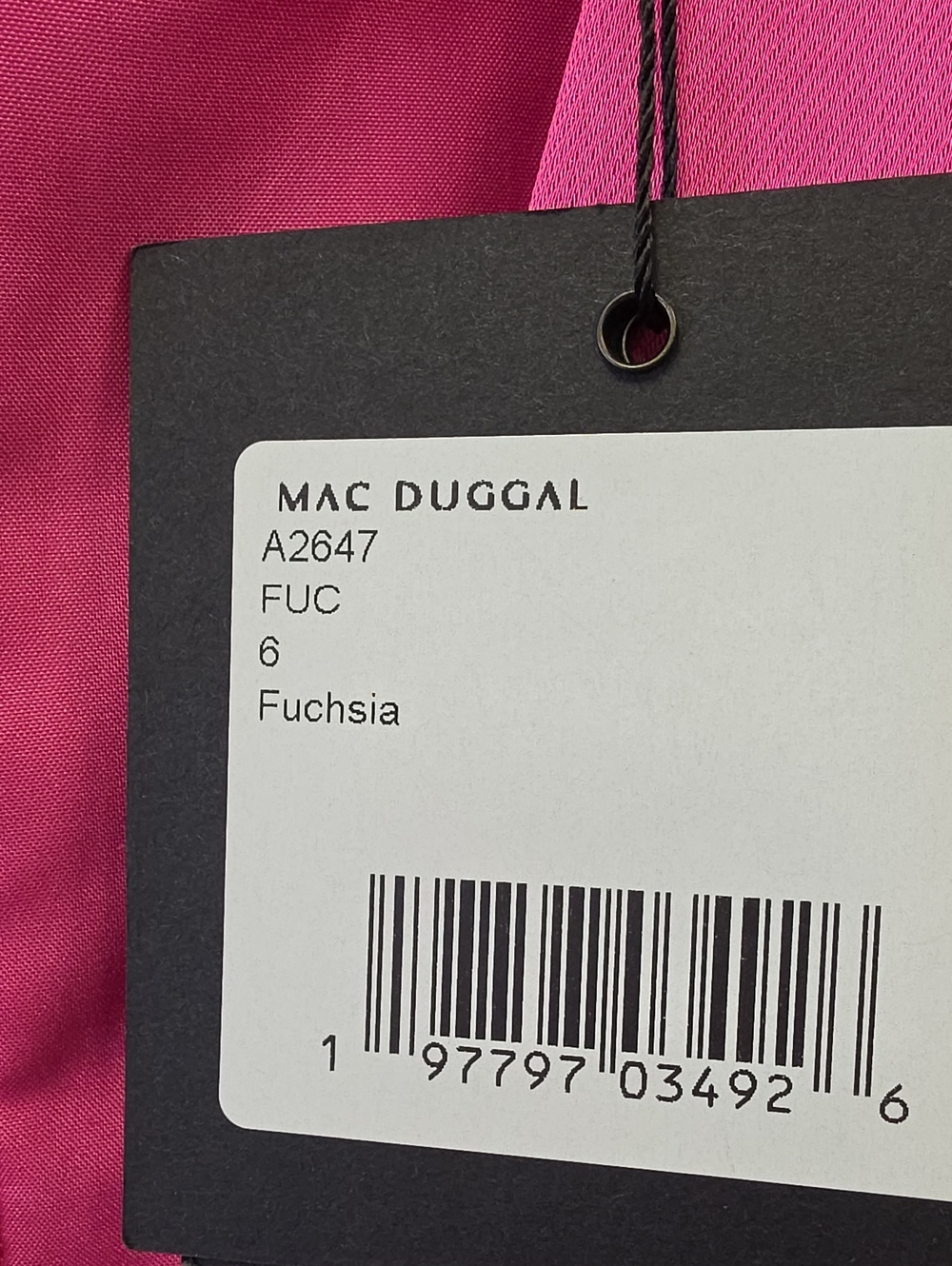 Mac Duggal NWT Fuchsia Pink Plunge Neck Long Sleeve Satin Jumpsuit Size 6 #A2647 - Picture 8 of 10